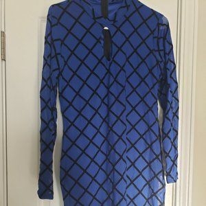 Blue and black bodycon dress